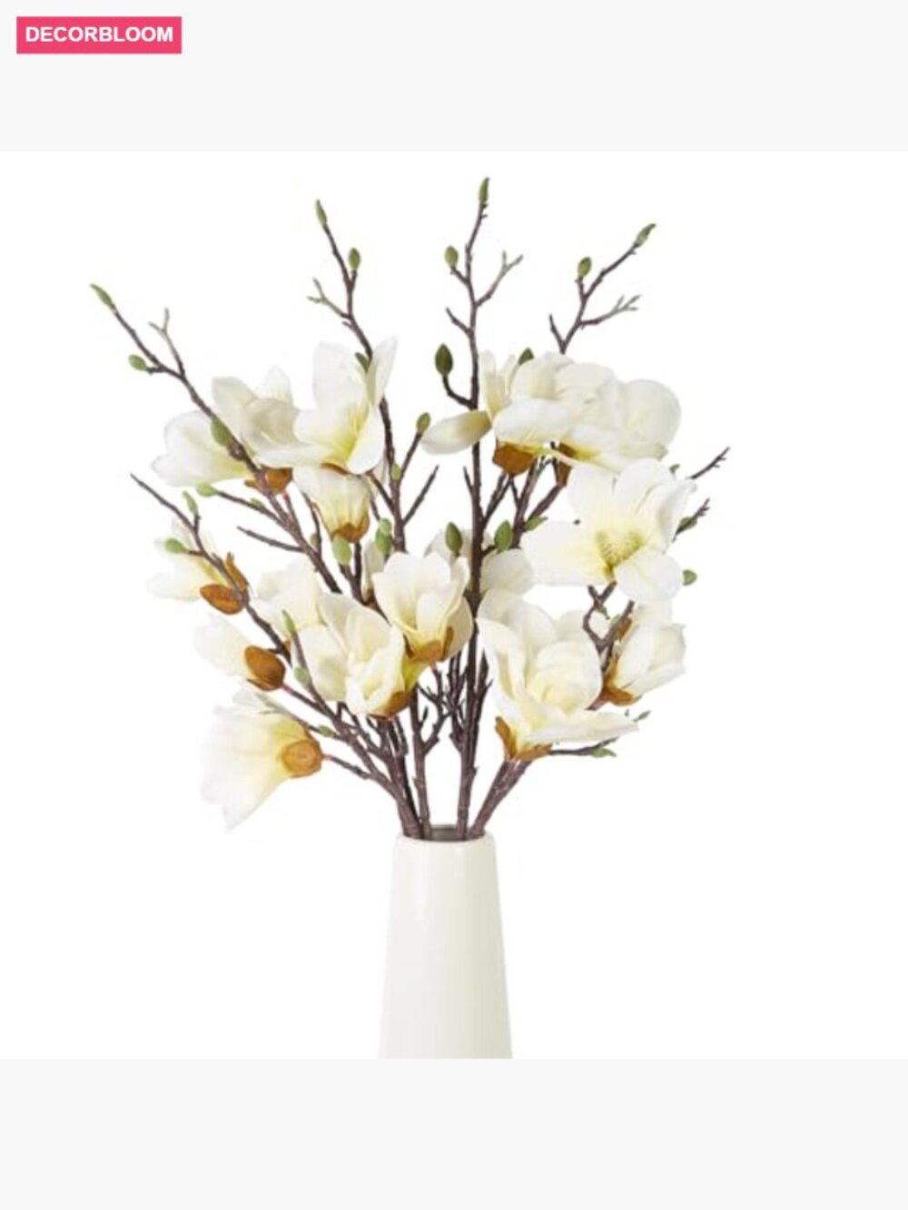 2PC 35in Artificial Magnolia Flowers Real Touch 10 Heads Faux Long Stem with - Picture 6 of 7